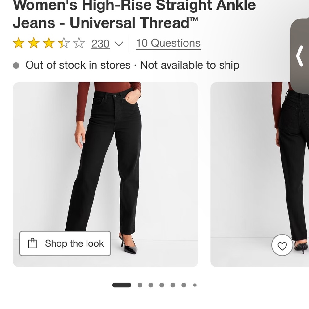Universal Thread Women's Black High-Rise Straight Ankle Jeans